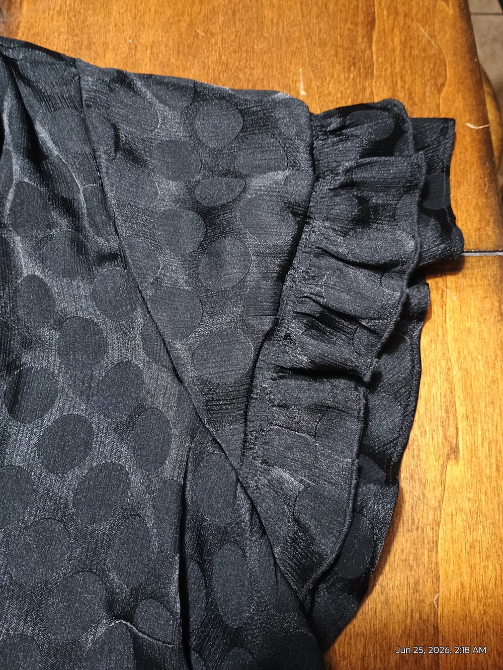 Lane Bryant Black Dot-Texture Ruffle Sleeve Blouse - Picture 3 of 5